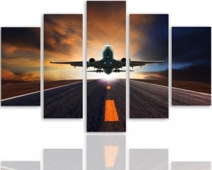 Feeby Obraz pięcioczęściowy na płótnie, Samolot - 150x100 1