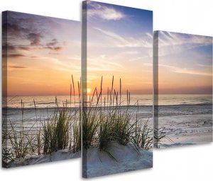 Feeby Obraz trzyczęściowy na płótnie, Plaża o zachodzie słońca - 150x100 1