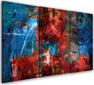 Feeby Obraz tryptyk na płótnie, Czerwona abstrakcja ręcznie malowana - 60x40 1