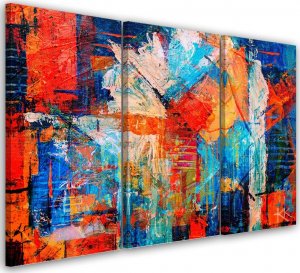 Feeby Obraz trzyczęściowy na płótnie, Pomarańczowa abstrakcja ręcznie malowana - 120x80 1