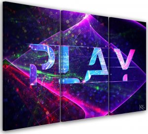 Feeby Obraz trzyczęściowy na płótnie, Napis play abstrakcja - 60x40 1