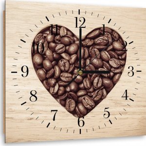 Feeby Obraz z zegarem, Serce z ziaren kawy - 40x40 1