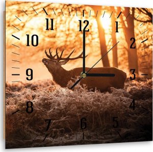 Feeby Obraz z zegarem, Jeleń w blasku słońca - 60x60 1