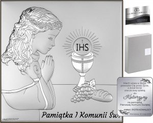 Beltrami Srebrny obrazek na pamiątkę I Komunii Świętej dla dziewczynki 12x12 cm Uniwersalny 3