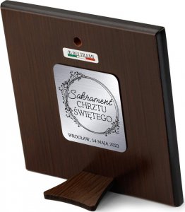 Beltrami Srebrny obrazek z wizerunkiem Aniołka z latarenką, kwadratowy z napisem 12x12 cm Uniwersalny 2