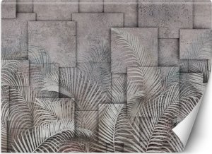 Feeby Fototapeta, Liście palmy 3D beton - 150x105 1
