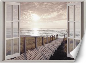 Feeby Fototapeta, Okno pomost na plażę - 140x100 1