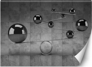 Feeby Fototapeta, Srebrne kule 3D na tle betonowej ściany - 100x70 1