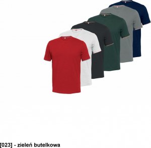 INDUSTRIAL STARTER IS-08182 - T-shirt Rapallo z bawełny czesanej Jersey z kontrastowymi lamówkami na rękawach i kołnierzu, 100% bawełna - zieleń butelkowa M 1