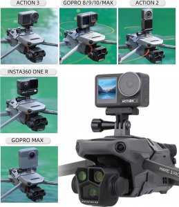 SunnyLife Mocowanie Uchwyt Do Kamer Gopro / Sjcam / Xiaomi / Insta360 / Sony + Gwint 1/4"" Na Drona Dji Mavic 3 / 3 Pro / 3 Classic / Gz580-gy 4