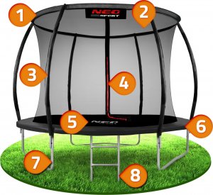 Trampolina ogrodowa Neo-Sport NS-08C231 z siatką wewnętrzną 8.5 FT 252 cm 11