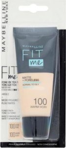 Maybelline  Maybelline, Fit Me Matte + Poreless, Liquid Foundation, 100, Warm Ivory, 30 ml For Women 2