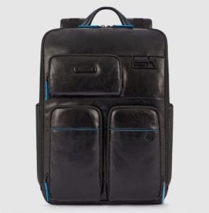 Piquadro Piquadro, Blue Square, Leather, Backpack, Black, CA5573B2V, Unisex, Size L Unisex 1