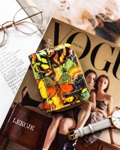 Lorenti MAŁY, SKÓRZANY PORTFEL DAMSKI ZE WZOREM MOTYLI LORENTI 2