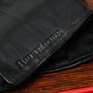 Beltimore Zestaw męski skórzany portfel poziomy rękawiczki czarne Beltimore T89 13