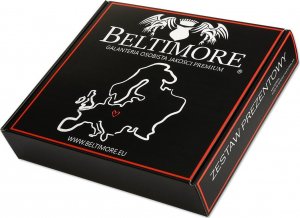 Beltimore Zestaw męski skórzany portfel poziomy rękawiczki czarne Beltimore T89 14