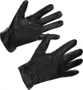 Beltimore Zestaw męski skórzany portfel poziomy rękawiczki czarne Beltimore T89 10