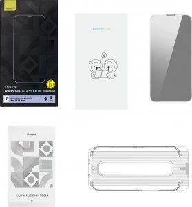 Baseus Szkło hartowane 0.4mm Privacy Apple iPhone 14 Pro z filtrem przeciwpyłowym 8