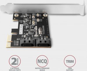 Kontroler Axagon PCES-SJ2 Kontroler PCIe 2x wewnętrzny port SATA 6G, chipset JMB582 SP & LP 4