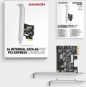 Kontroler Axagon PCES-SJ2 Kontroler PCIe 2x wewnętrzny port SATA 6G, chipset JMB582 SP & LP 5