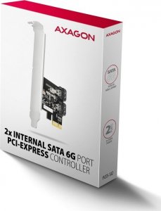 Kontroler Axagon PCES-SJ2 Kontroler PCIe 2x wewnętrzny port SATA 6G, chipset JMB582 SP & LP 6