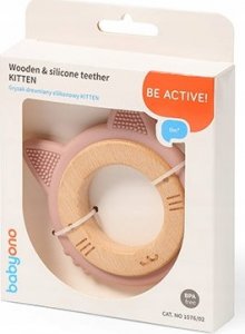 BabyOno BABYONO-1076/02-GRYZAK DREWNIANY SILIKONOWY KITTEN 2