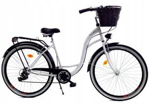 Dallas Bike Rower Dallas City 28" 7spd - biały z czarnym + kosz wiklina 1