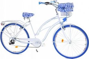 Dallas Bike Rower Dallas Cruiser 28" 7spd Lady Alu - biały z niebieskim, koszem i wkładem 1