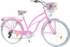 Dallas Bike Rower Dallas Cruiser 28" 7spd Lady Alu - różowy z białym, koszem i wyściółką 1
