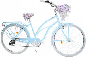 Dallas Bike Rower Dallas Cruiser 28" 7spd Lady Alu - niebieski z białym, koszem i wyściółką 1