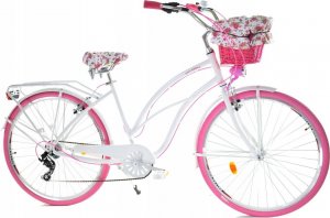 Dallas Bike Rower Dallas Cruiser 28" 7spd Lady Alu - biały z różem, koszem i wkładem 1