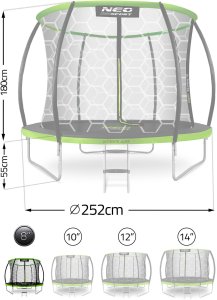 Trampolina ogrodowa Neo-Sport NS-08C221 z siatką wewnętrzną 8 FT 252 cm 13