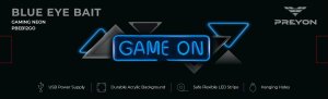 PREYON Neon gamingowy LED ścienny GAME ON Blue Eye Bait (PBEB12GO) 9