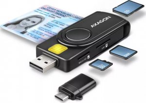 Axagon CRE-SMP2A Czytnik kart identyfikacyjnych & SD/microSD/SIM card PocketReader USB 1