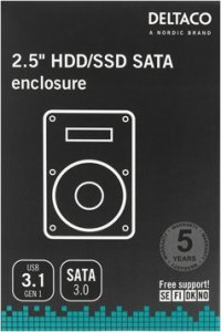 Deltaco Pudełko na dysk twardy / SSD 2,5", USB 3.1 Gen 1, SATA 3.0, UASP, czarny / MAP-K104 1