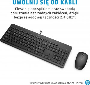 Klawiatura + mysz HP HP 230, Zestaw klawiatur z myszą optyczną bezprzewodową, AAA, CZ/SK, klasyczna, 2.4 [GHz], bezprzewodowa, biała 4