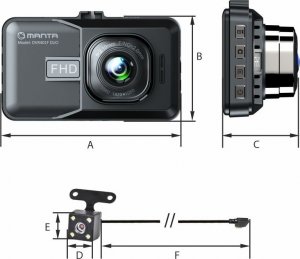 Wideorejestrator Manta Rejestrator jazdy Manta DVR401F DUO Black Eye z kamerą cofania G-sensor FHD 9