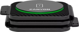 Ładowarka Canyon CANYON WS-305, Foldable 3in1 Wireless charger with case, touch button for Running water light, Input 9V/2A, 12V/1.5AOutput 15W/10W/7.5W/5W, Type c to USB-A cable length 1.2m, with charger QC 18W EU plug, Fold size: 97.8*72.4*25.2mm. Unfol 2