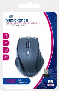 Mysz MediaRange MOUSE USB OPTICAL WRL/BLACK/GREY MROS203 MEDIARANGE 1