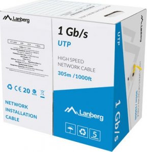 Lanberg Kabel LAN UTP 1GB/S 305M drut CCA żółty 1