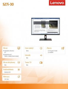 Monitor Lenovo ThinkVision S27i-30 (63DFKAT4EU) 9