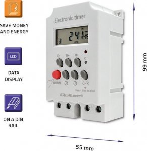 Qoltec Elektroczniczny programator czasowy na szynę DIN PC0629 9