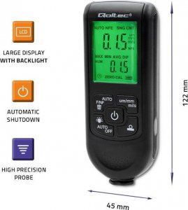 Qoltec Miernik grubości lakieru z wyświetlaczem LCD | 0~2000um 9