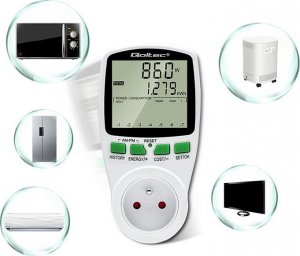 Qoltec Watomierz Licznik zużycia energii PM0627 z historiš pomiaru | 3680W | 16A | LCD 11