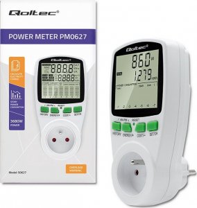 Qoltec Watomierz Licznik zużycia energii PM0627 z historiš pomiaru | 3680W | 16A | LCD 12