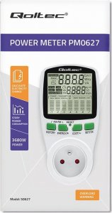 Qoltec Watomierz Licznik zużycia energii PM0627 z historiš pomiaru | 3680W | 16A | LCD 7