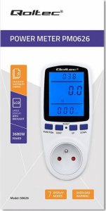 Qoltec Watomierz licznik zużycia energii PM0626 | 3680W | 16A | LCD 7