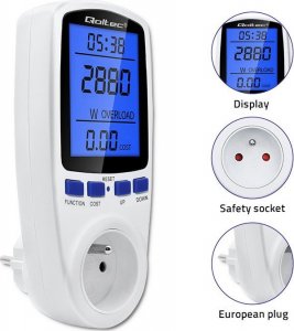 Qoltec Watomierz licznik zużycia energii PM0626 | 3680W | 16A | LCD 9