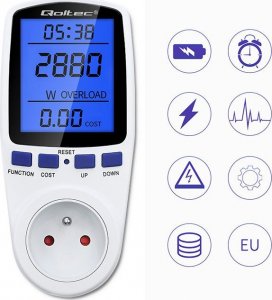 Qoltec Watomierz licznik zużycia energii PM0626 | 3680W | 16A | LCD 10