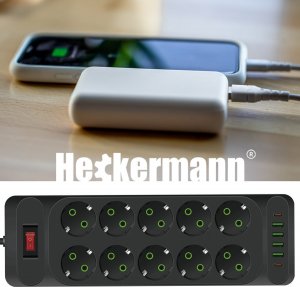 Listwa zasilająca Heckermann Listwa zasilająca Heckermann F35U + Kabel USB A-C AD-609CTS + Kabel USB C-C 610CC 7